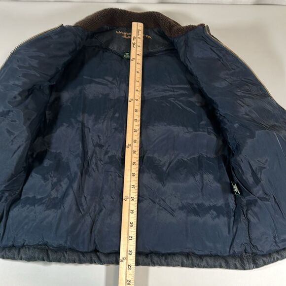 Lauren Jeans Co Ralph Lauren Vest Womens Medium Blue Denim Suede Fleece Puffer - Picture 12 of 13
